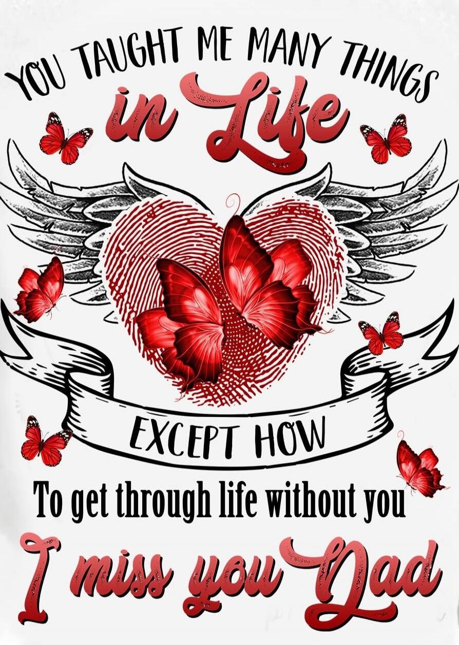 YOU TAUGHT ME MANY THINGS in Life EXCEPT HOW To get through life without you I miss you Dad