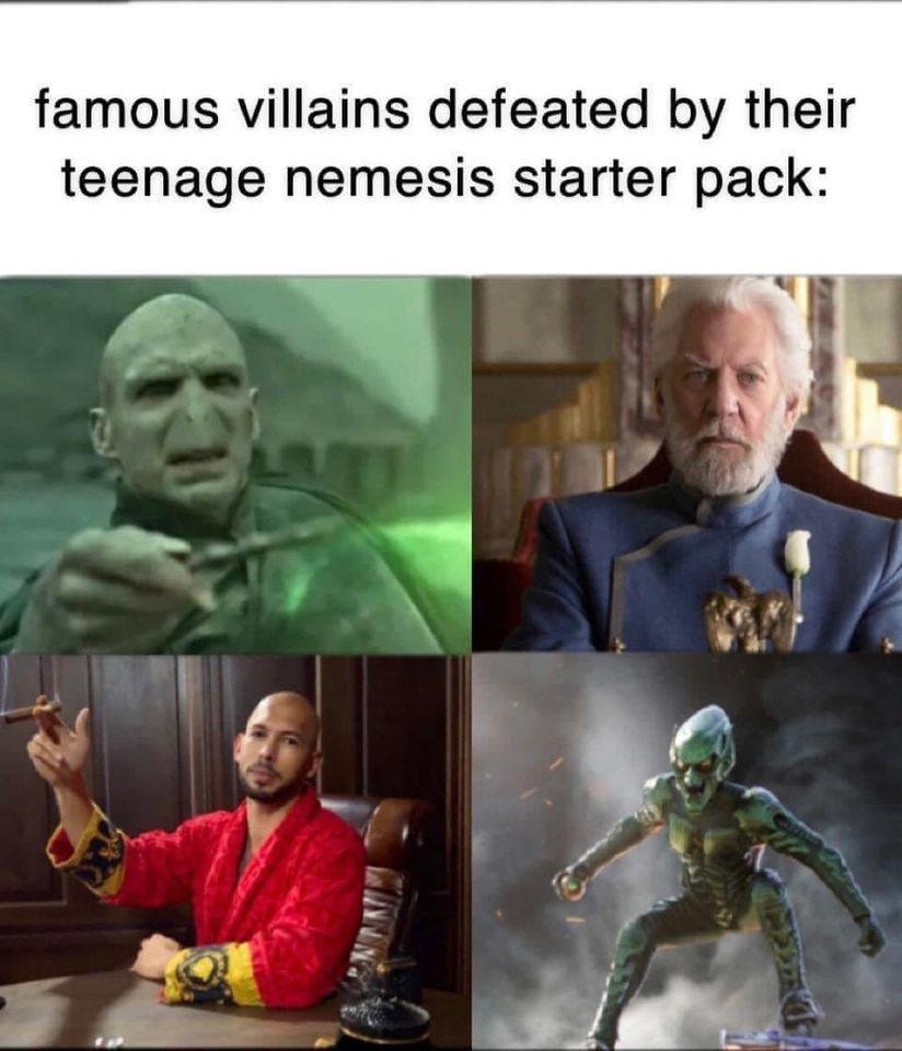 famous villains defeated by their teenage nemesis starter pack