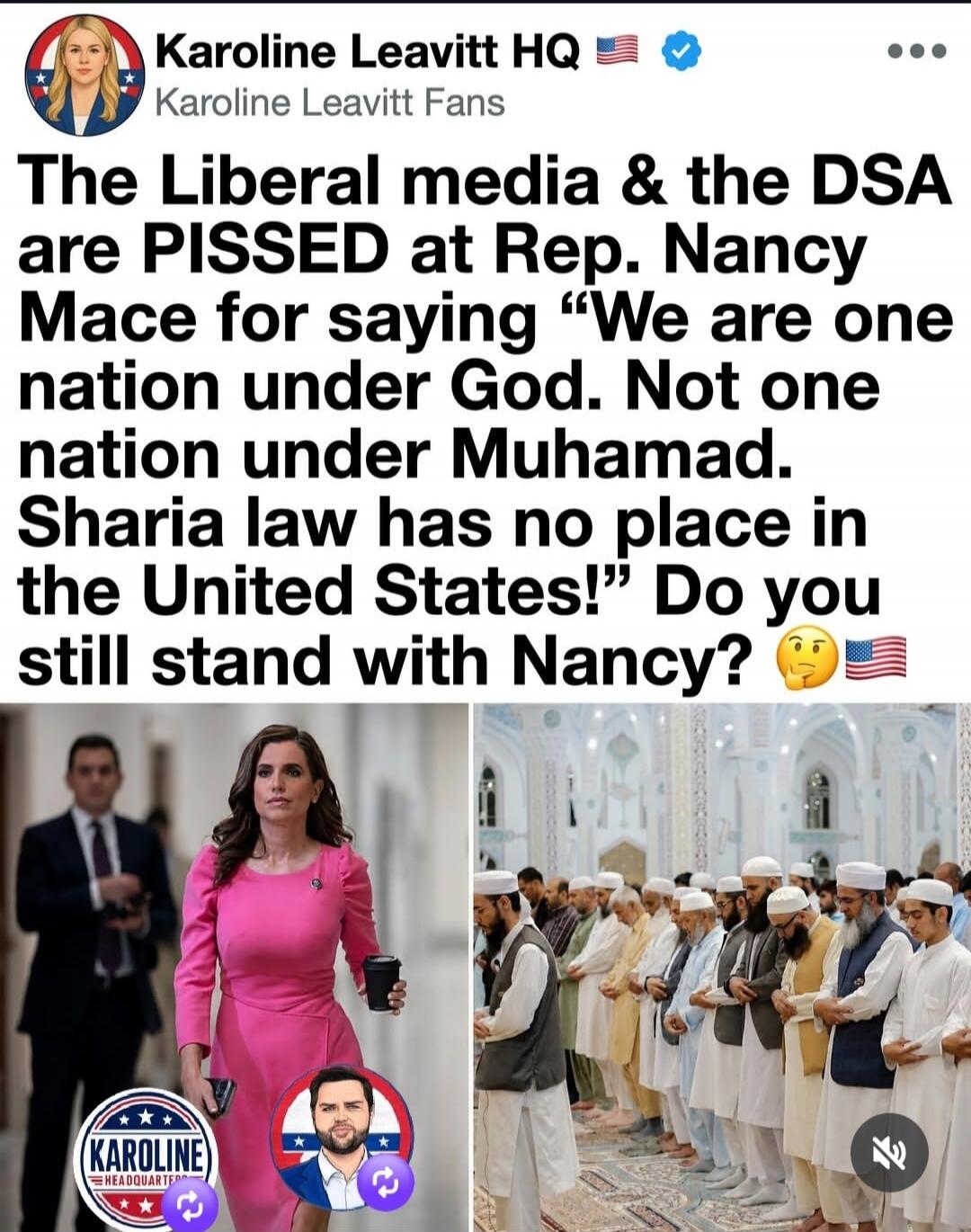 Karoline Leavitt HQ Karoline Leavitt Fans The Liberal media & the DSA are PISSED at Rep. Nancy Mace for saying 