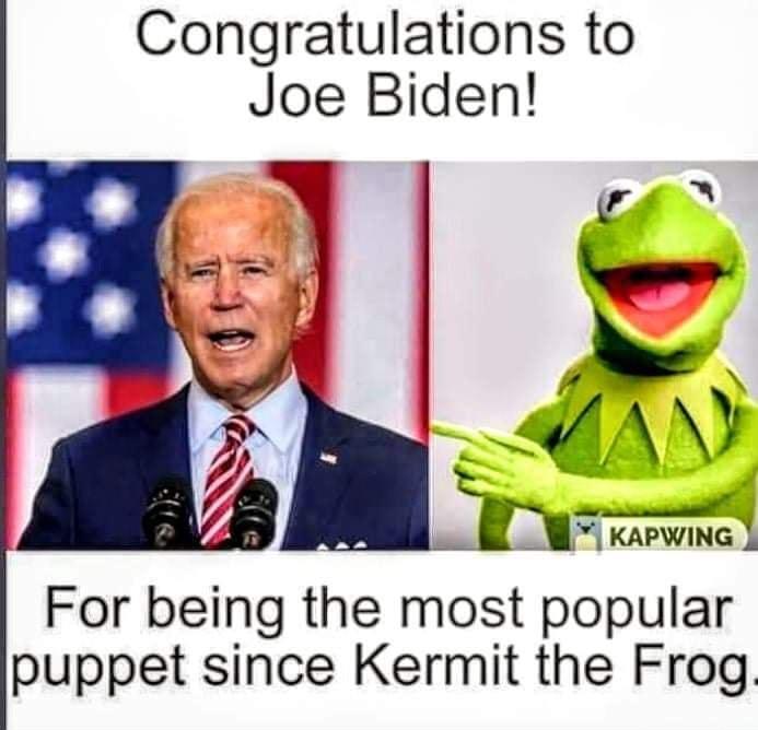 Congratulations to Joe Biden 4 KAPWING For being the most popular puppet since Kermit the Frog