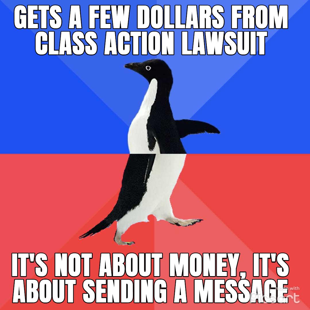 GETS A FEW DOLLARS FROM GLASS ACTION LAWSUIT ITS NOT ABOUT MONEY ITS ABOUT SENDINGAMESSAGE