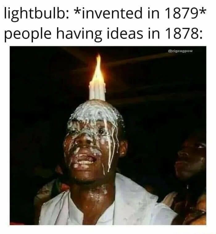 lightbulb invented in 1879 people having ideas in 1878