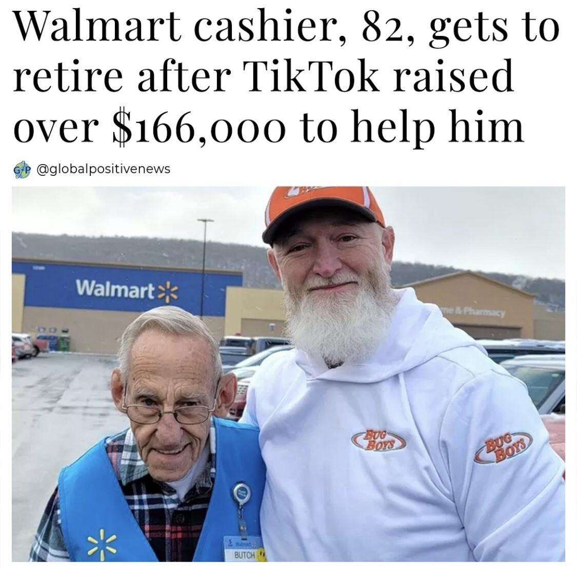 Walmart cashier 82 gets to retire after TikTok raised over 166000 to help him Golobalposiivenens