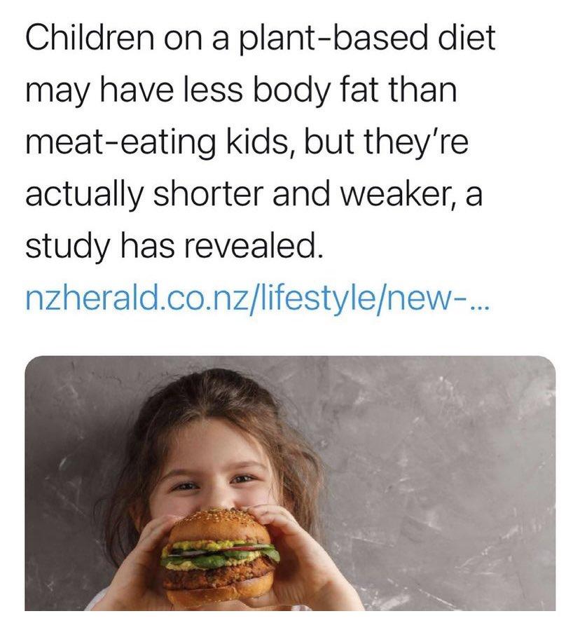 Children on a plant based diet may have less body fat than meat eating kids but theyre actually shorter and weaker a study has revealed nzheraldconzlifestylenew