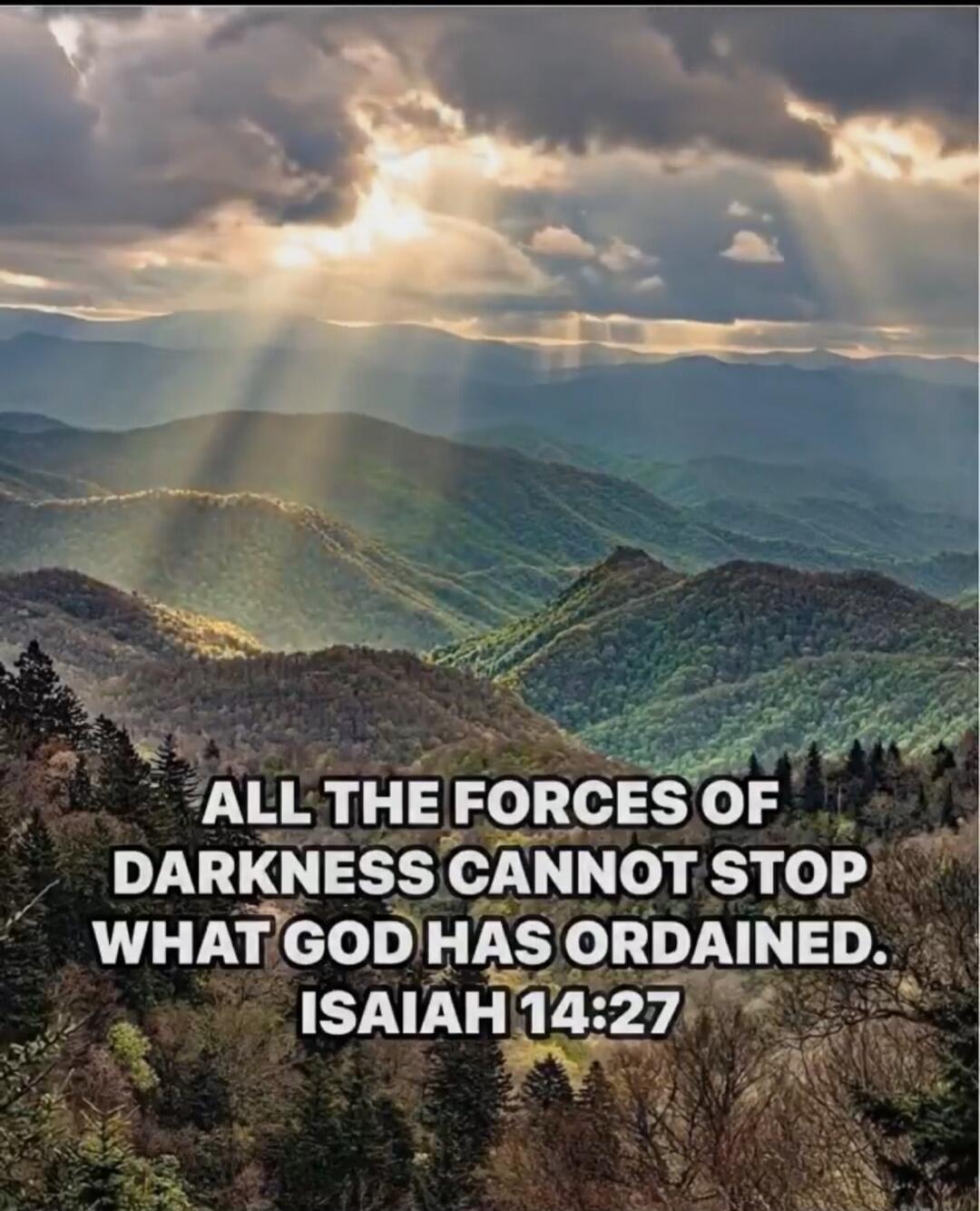 ALL THE FORCES OF DARKNESS CANNOT STOP WHAT GOD HAS ORDAINED. ISAIAH 14:27