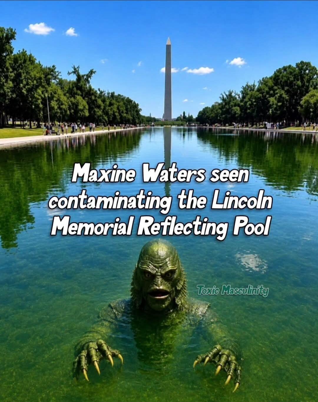 Maxine Waters seen contaminating the Lincoln Memorial Reflecting Pool Toxic Masculinity