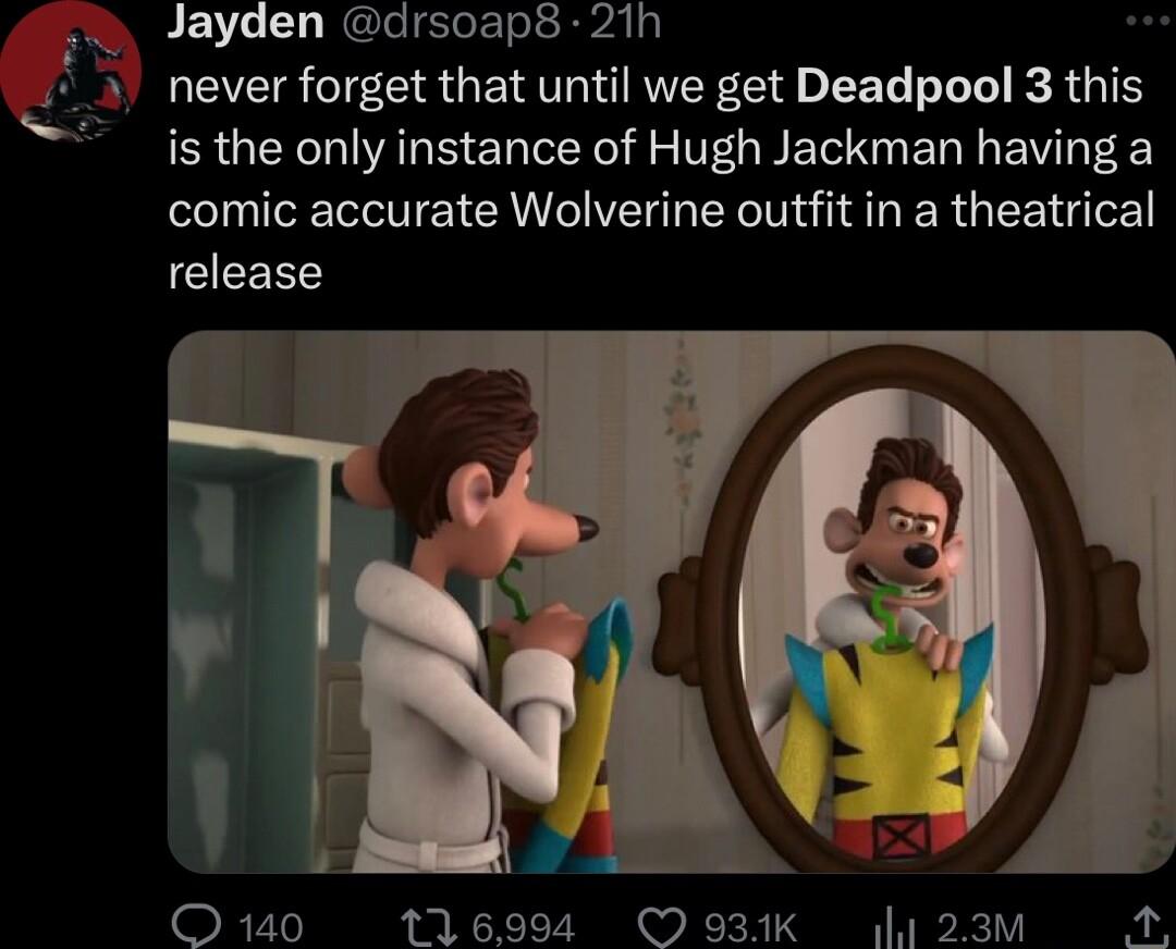 Jayden drsoaps 2ih VIS I CRGERIREY CR LEL LT kRG is the only instance of Hugh Jackman having a comic accurate Wolverine outfit in a theatrical release p 2 RV 116994 931K 23m