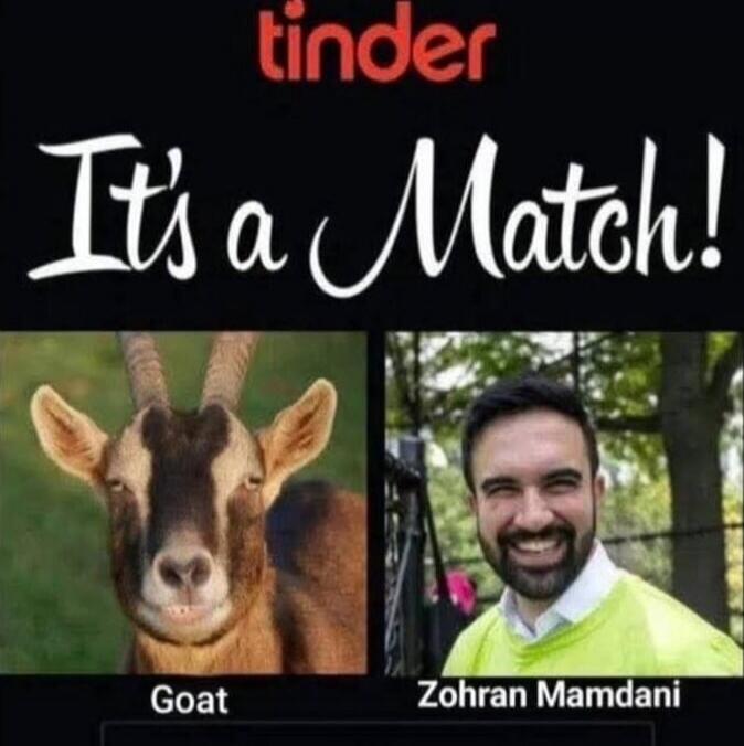 tinder It's a Match! Goat Zohran Mamdani