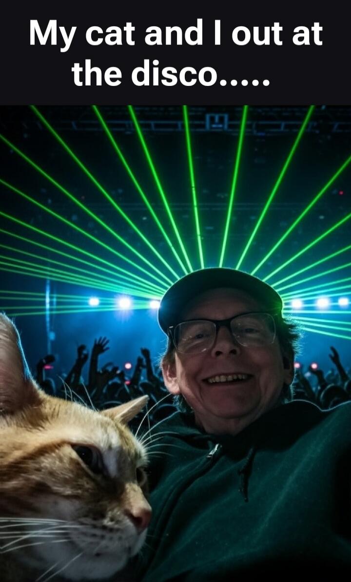 My cat and I out at the disco......