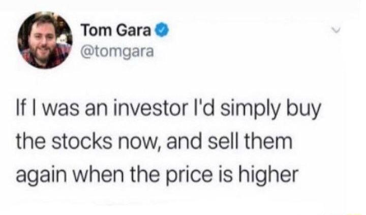 Tom Gara tomgara If was an investor Id simply buy the stocks now and sell them again when the price is higher
