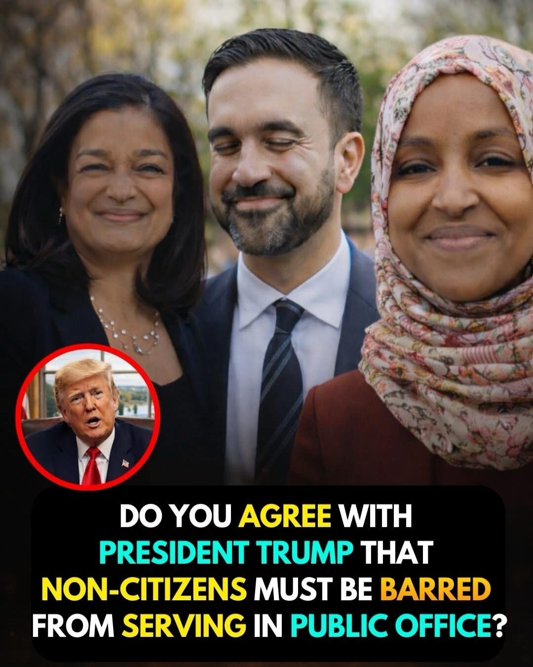DO YOU AGREE WITH PRESIDENT TRUMP THAT NON-CITIZENS MUST BE BARRED FROM SERVING IN PUBLIC OFFICE?