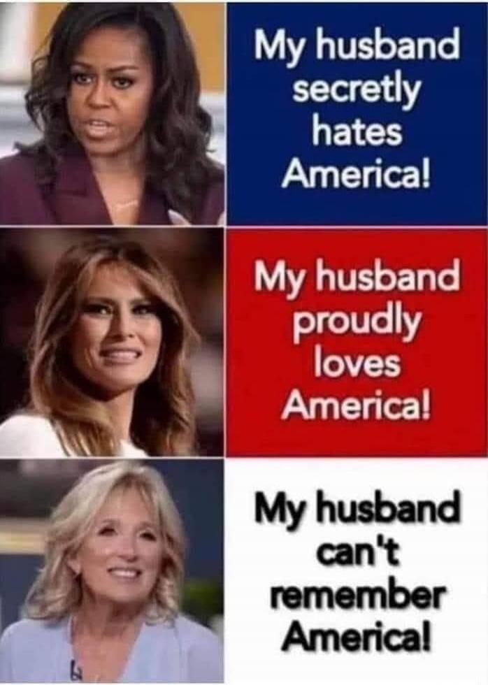 My husband secretly hates America! My husband proudly loves America! My husband can't remember America!