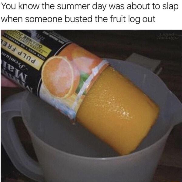 You know the summer day was about to slap when someone busted the fruit log out