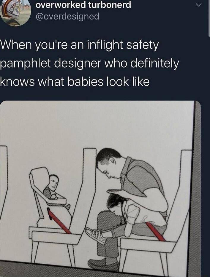 When you're an inflight safety pamphlet designer who definitely knows what babies look like