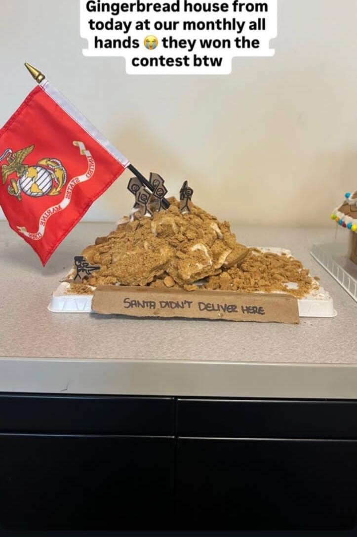 Gingerbread house from today at our monthly all hands 😂 they won the contest btw

Santa didn't deliver here