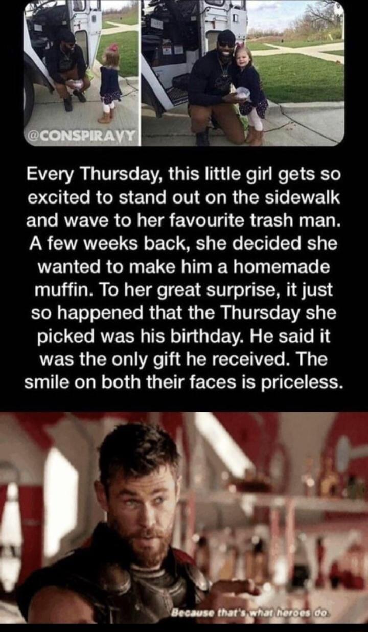 Every Thursday this little girl gets so CLRGES ERT RN LR GRS ENETS EUGRVEVTR G I EVLII CRIEE E N ELN PN CCUVATYZEYS TE o Vol TR g TG Tl T K53 1 WERICRGENELCH TR T T EG T muffin To her great surprise it just N EToTo L Tl R UG T L VYo IV 1 l RVE R RN T T E VA L EEET R was the only gift he received The smile on both their faces is priceless