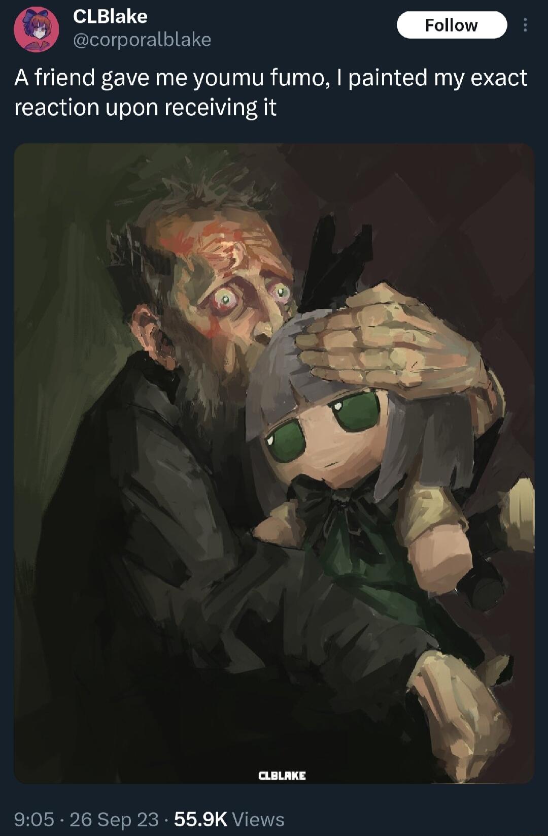 e corporalblake Afriend gave me youmu fumo painted my exact reaction upon receiving it EHORVIEE PR QUEITE