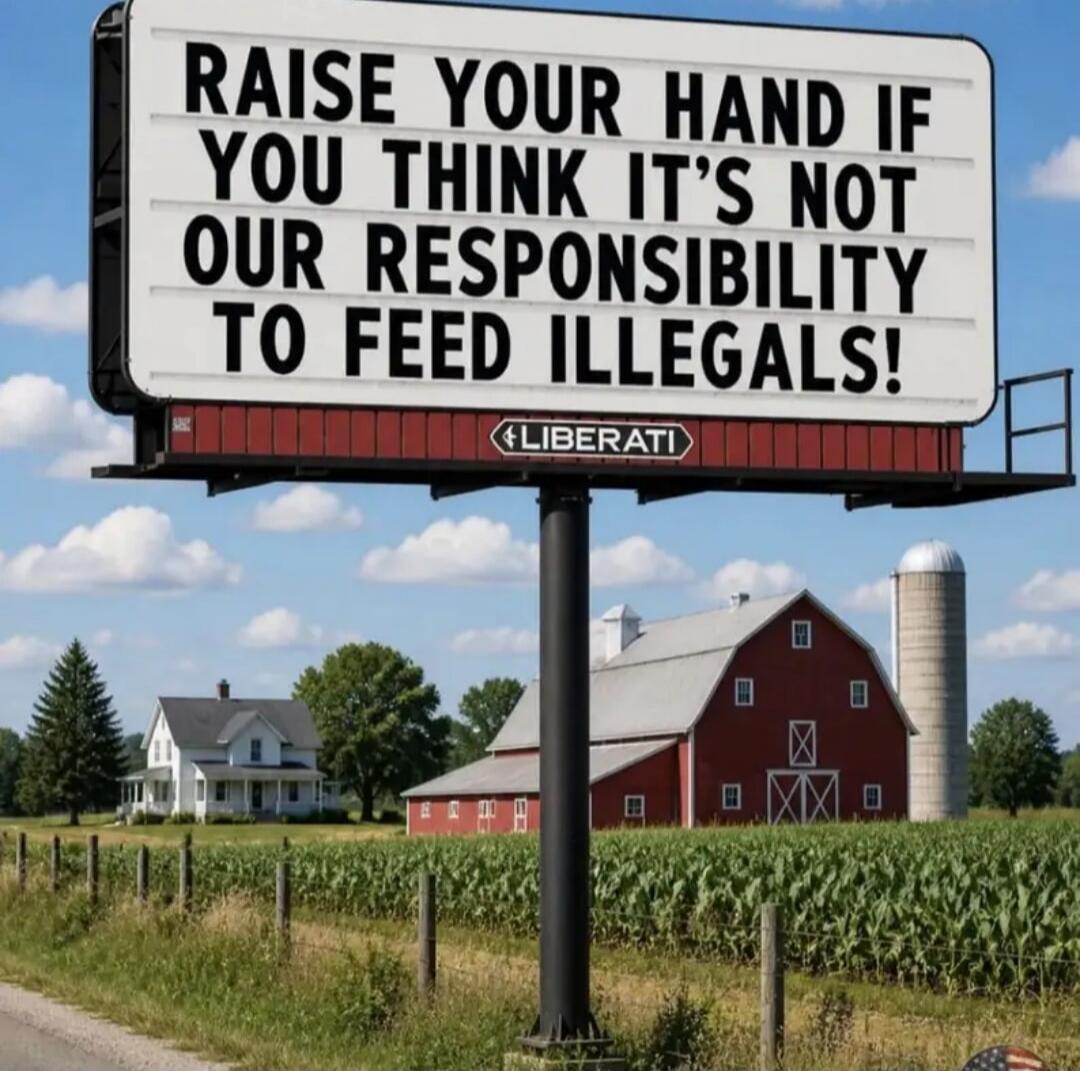 RAISE YOUR HAND IF YOU THINK IT'S NOT OUR RESPONSIBILITY TO FEED ILLEGALS! LIBERATI