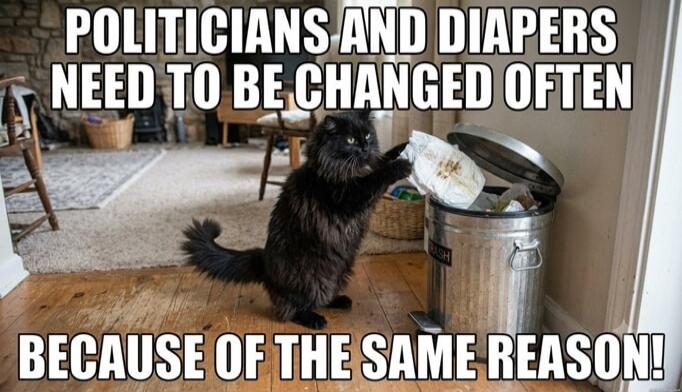 POLITICIANS AND DIAPERS NEED TO BE CHANGED OFTEN BECAUSE OF THE SAME REASON!