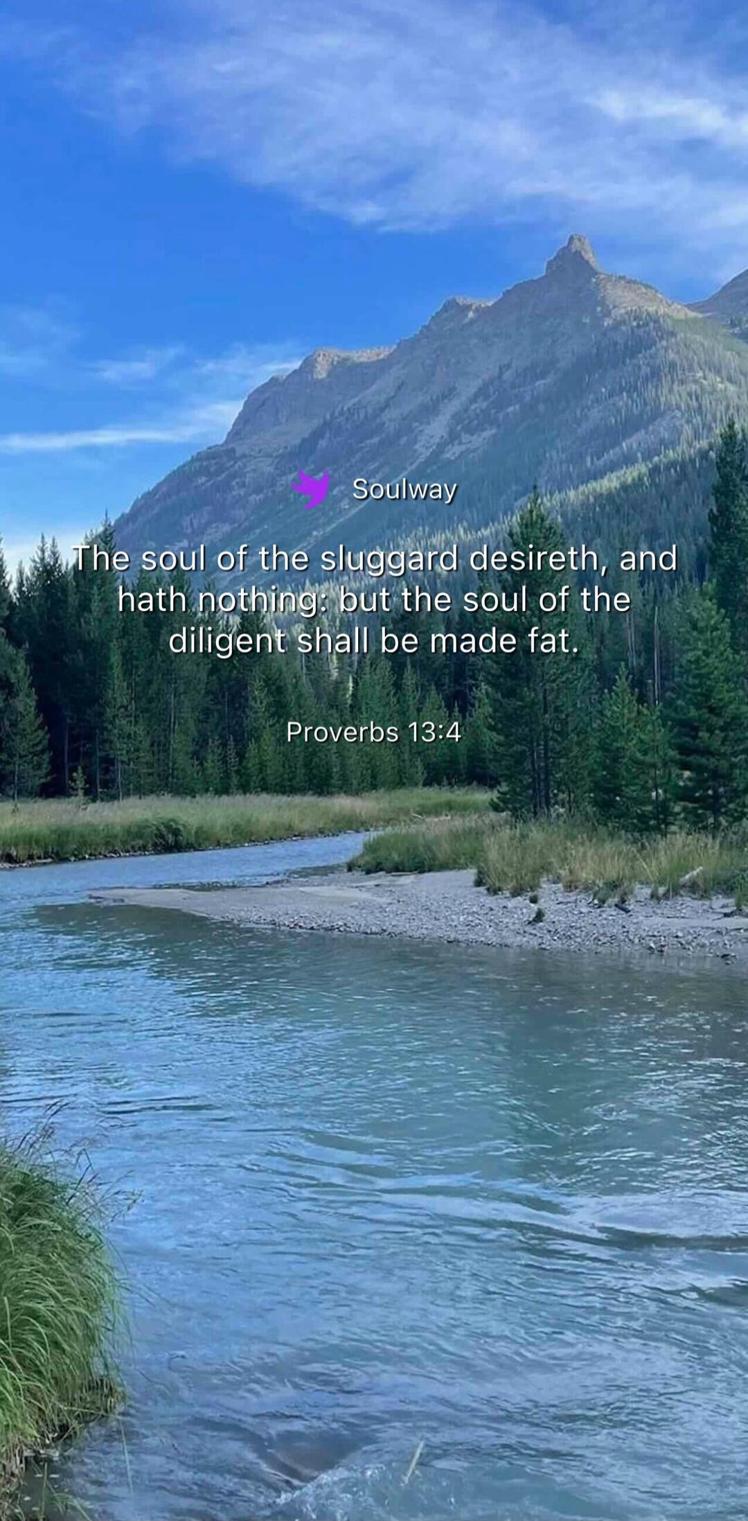 The soul of the sluggard desireth, and hath nothing: but the soul of the diligent shall be made fat.
Proverbs 13:4