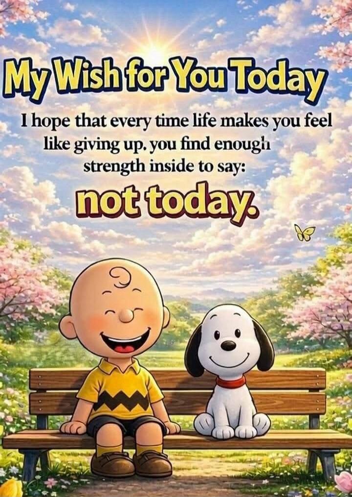 My Wish for You Today I hope that every time life makes you feel like giving up, you find enough strength inside to say: not today.