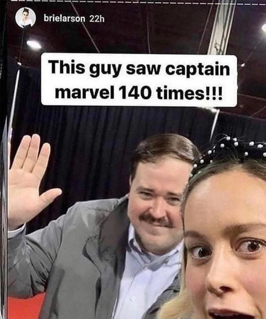 This guy saw captain marvel 140 times!!!