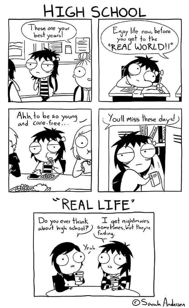 HIGH SCHooL E oy e rou befo Vi get fa fhe REAL WORLD A to be o yourg _ ond cae free