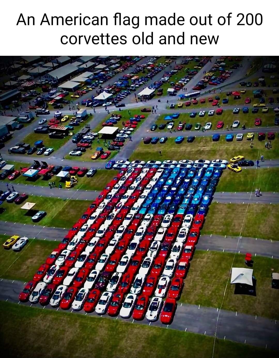 rican flag made out of corvettes old and new