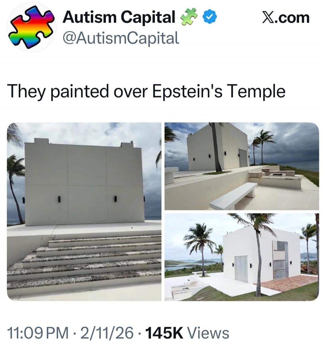 Autism Capital @AutismCapital They painted over Epstein's Temple