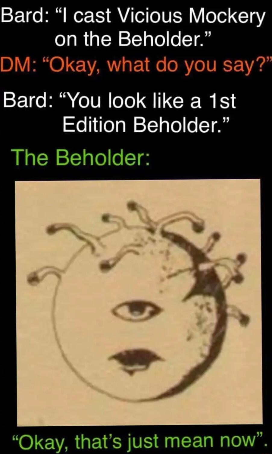 SFTo B oIS VAT o JVER Y ool 1aY on the Beholder DM Okay what do you say SETe M o lT R oTe QI CE WS Edition Beholder The Beholder Okay thats just mean now