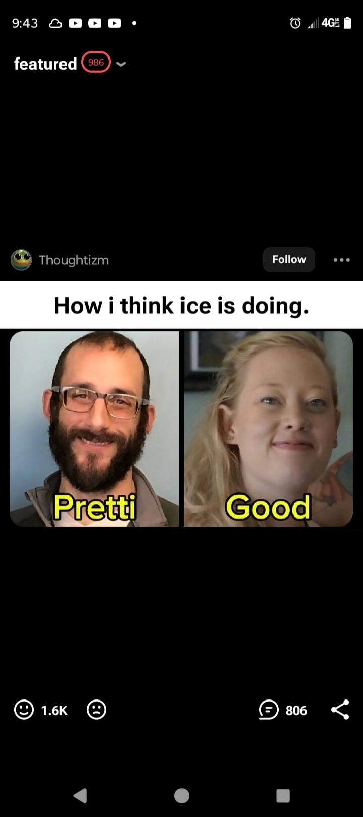 How i think ice is doing.\nPretti\nGood