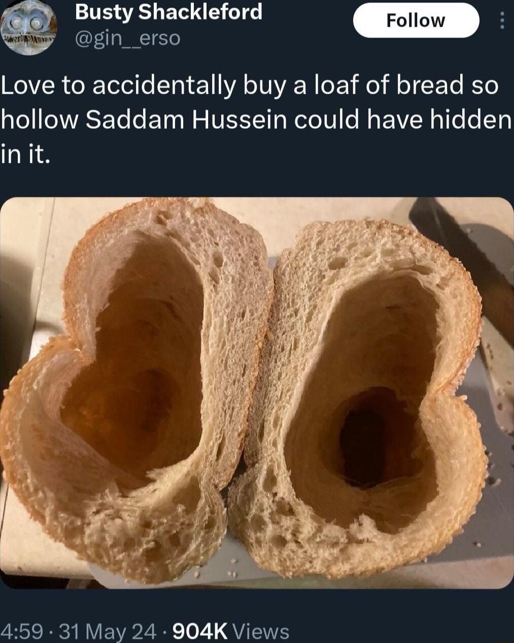 Busty Shackleford Foll 8 R Love to accidentally buy a loaf of bread so hollow Saddam Hussein could have hidden in it 459 31 May 24 904K Views