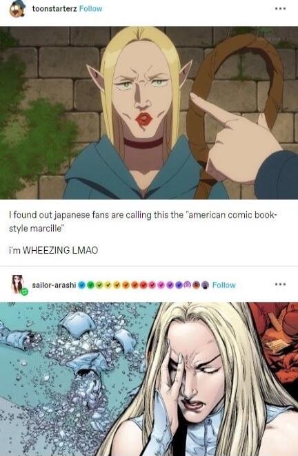 apanese fans are calling this the american comic bool WHEEZING LMAO