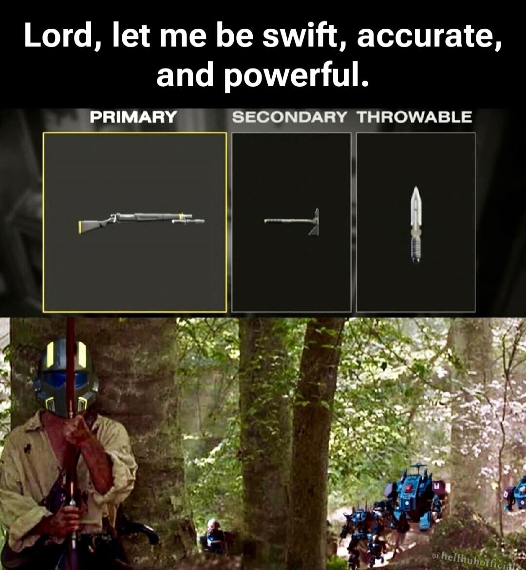 Lord, let me be swift, accurate, and powerful. PRIMARY SECONDARY THROWABLE
