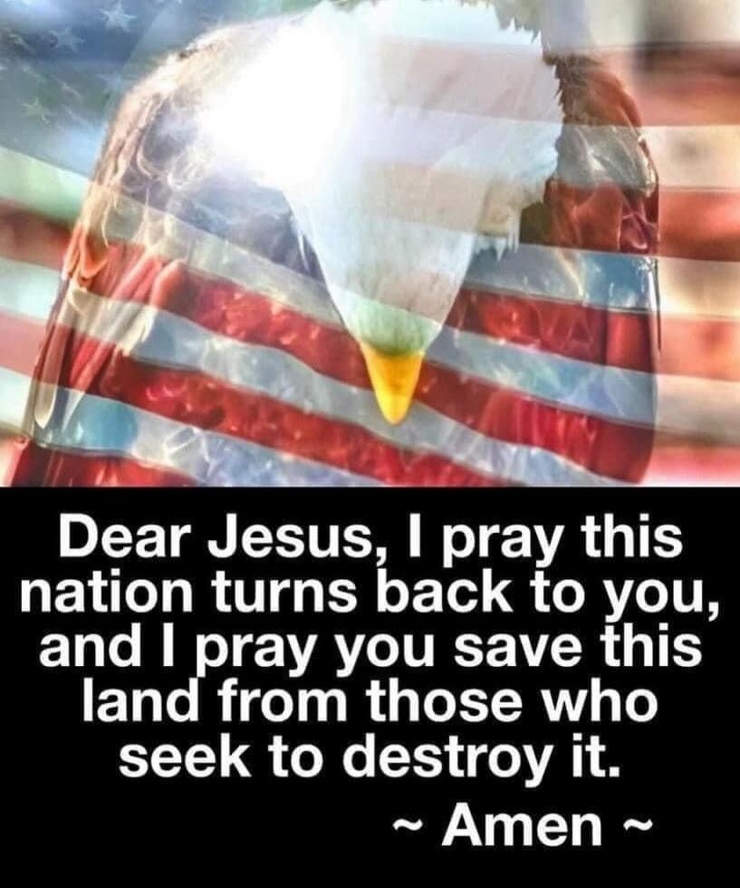 Dear Jesus, I pray this nation turns back to you, and I pray you save this land from those who seek to destroy it. ~ Amen ~