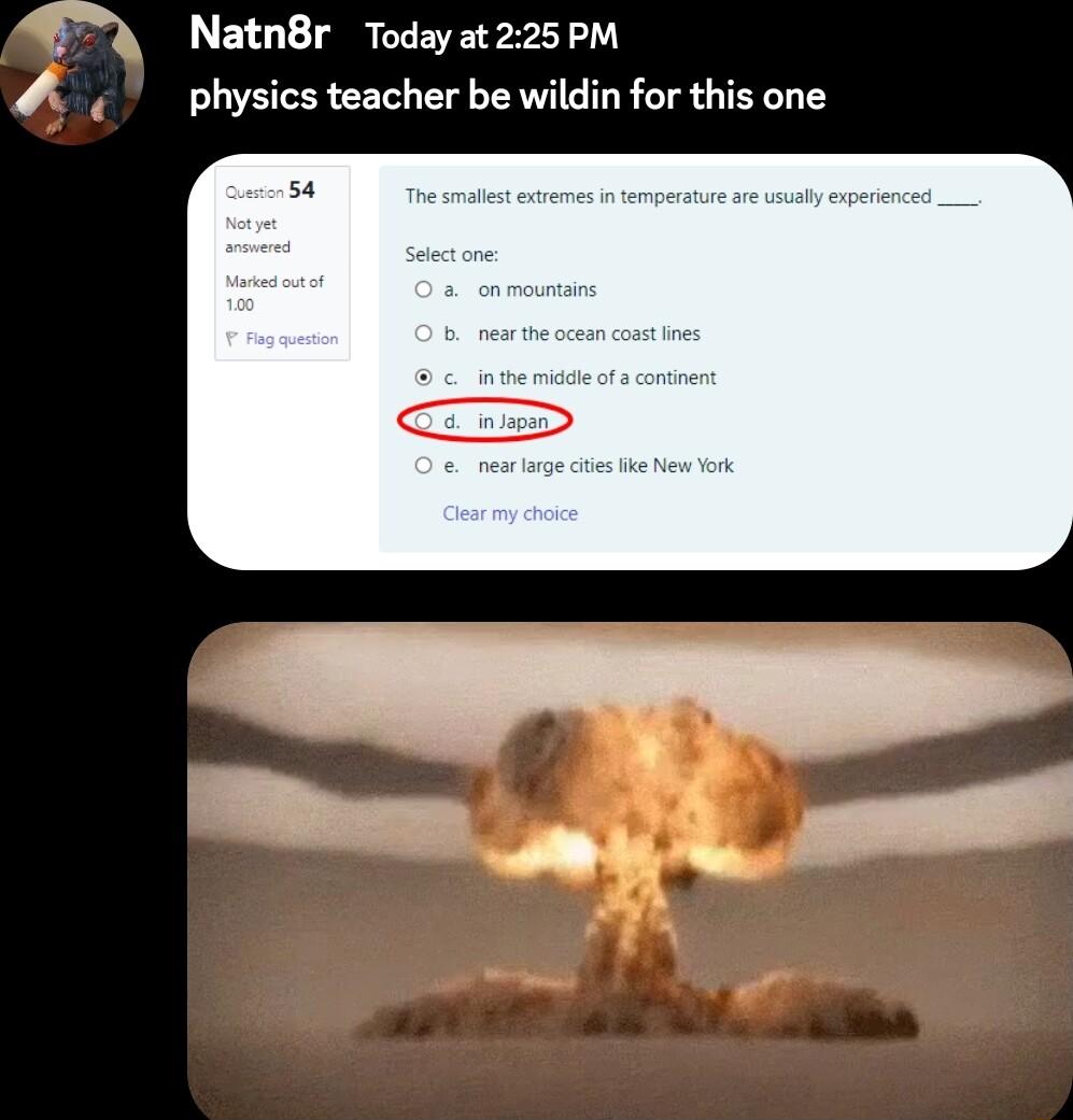 Natn8r Today at 225 PM physics teacher be wildin for this one