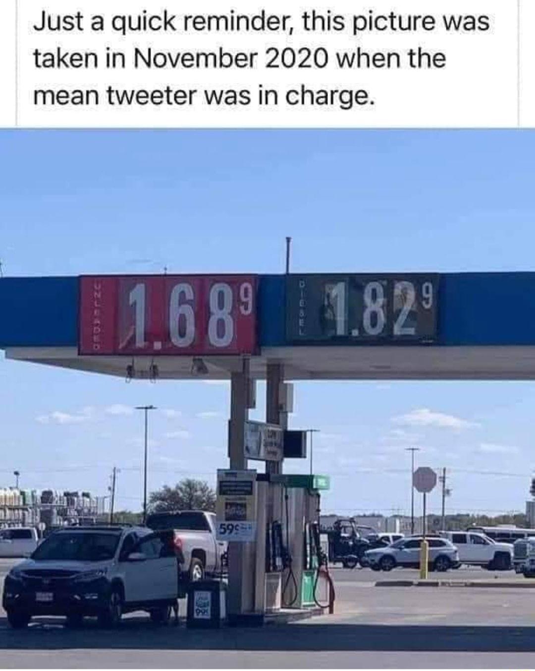 Just a quick reminder this picture was taken in November 2020 when the mean tweeter was in charge