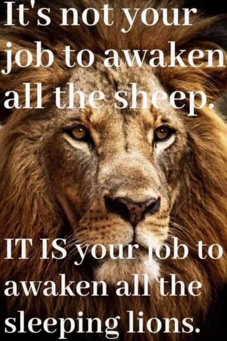 It's not your job to awaken all the sheep. IT IS your job to awaken all the sleeping lions.