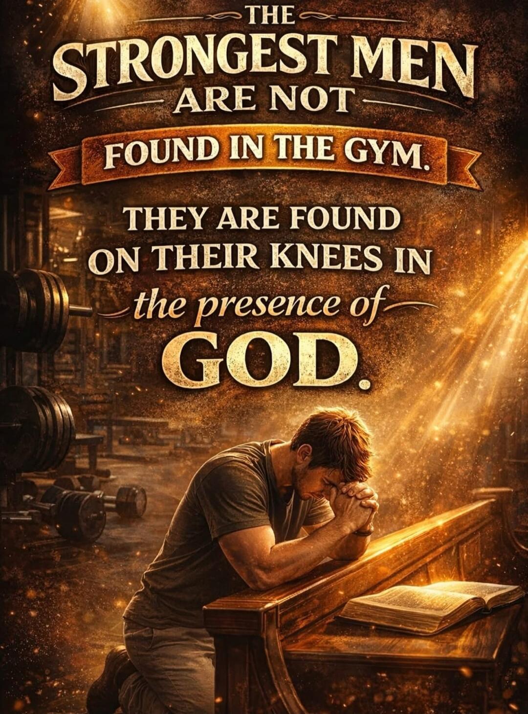 THE STRONGEST MEN ARE NOT FOUND IN THE GYM. THEY ARE FOUND ON THEIR KNEES IN the presence of GOD.