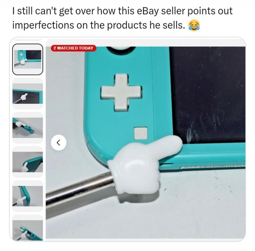 I still can't get over how this eBay seller points out imperfections on the products he sells. 😂 2 WATCHED TODAY