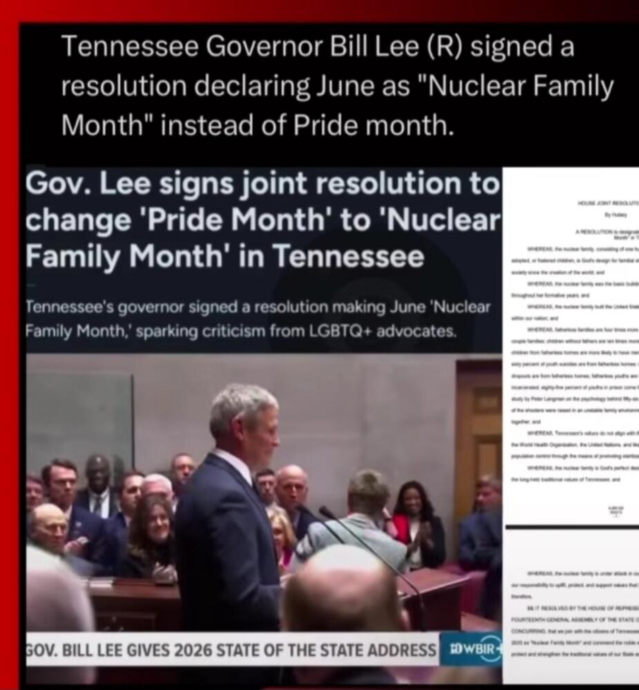 Tennessee Governor Bill Lee (R) signed a resolution declaring June as 