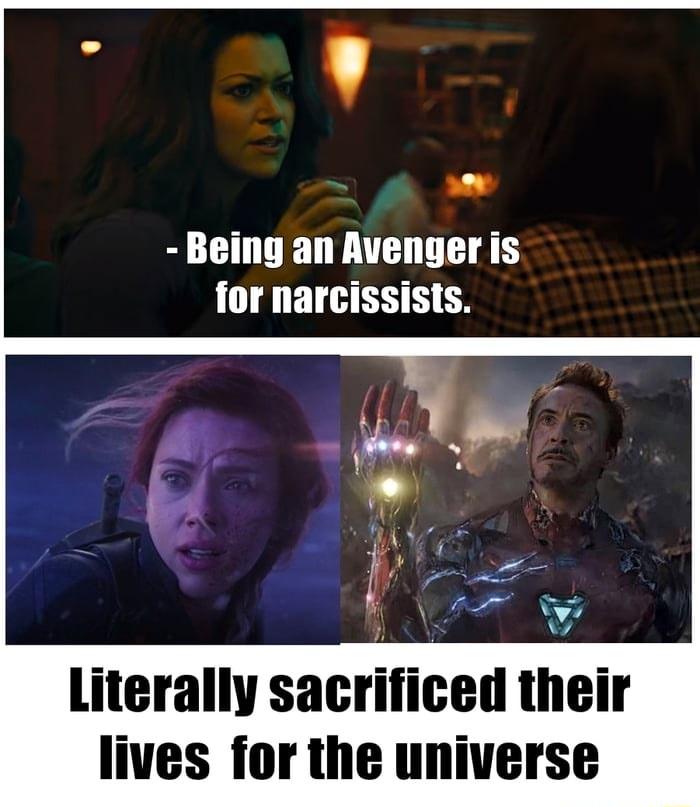 v Being an Avenger is for narcissists