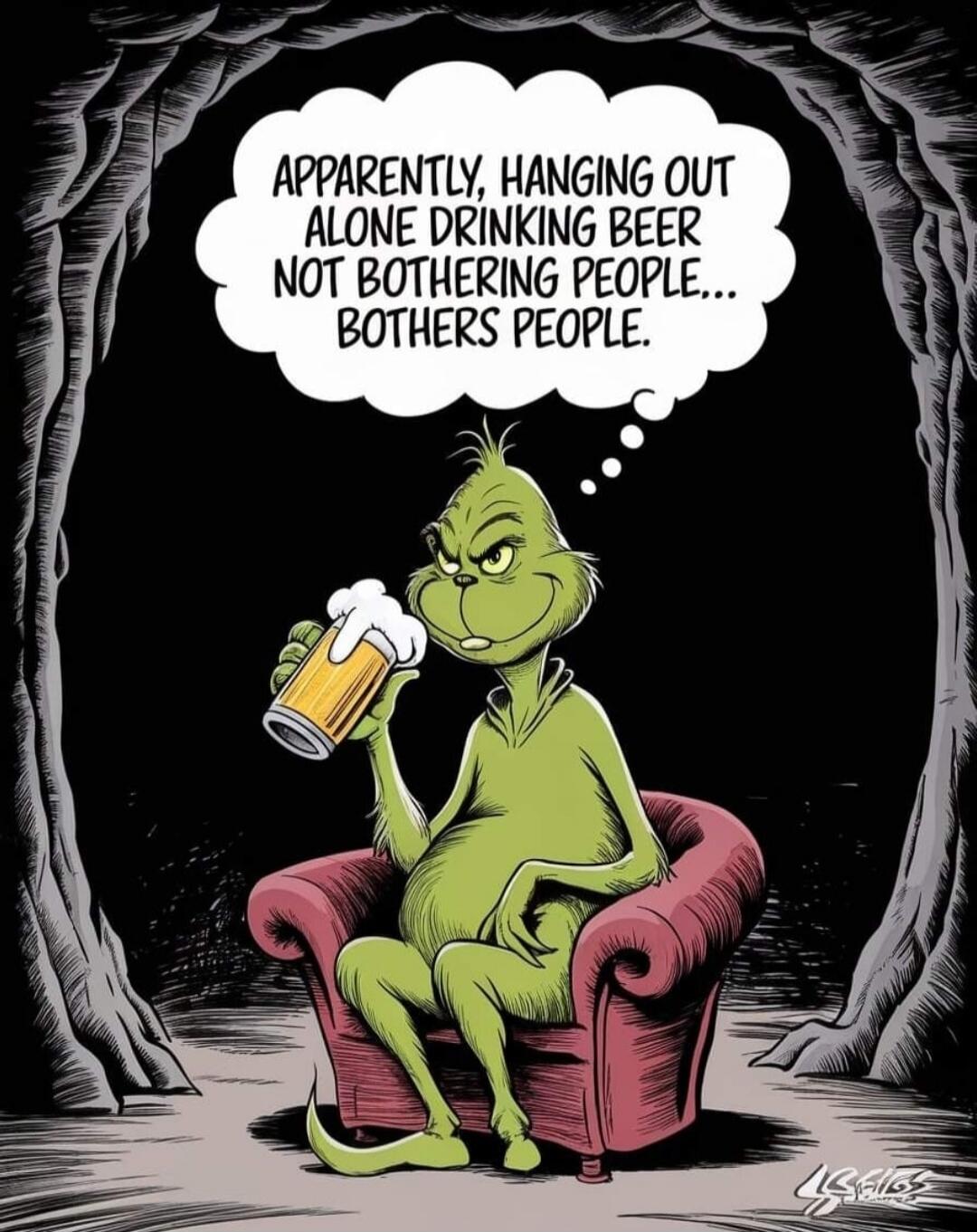 Apparently, hanging out alone drinking beer not bothering people... bothers people.