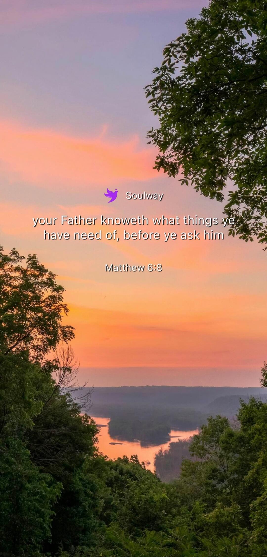 Soulway your Father knoweth what things ye have need of, before ye ask him Matthew 6:8