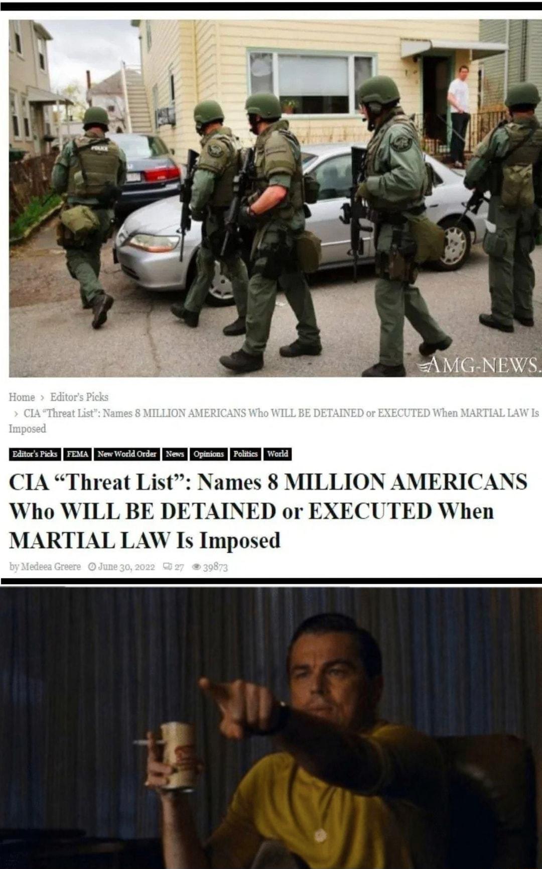 I T CIA Threat List Names ION AMERICANS Who WILL BE DETAINED or UTED When MARTIAL LAW Is Imposed