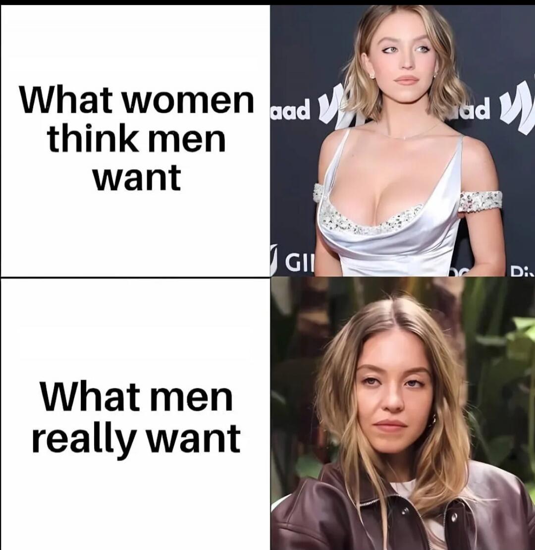 What women think men want
What men really want