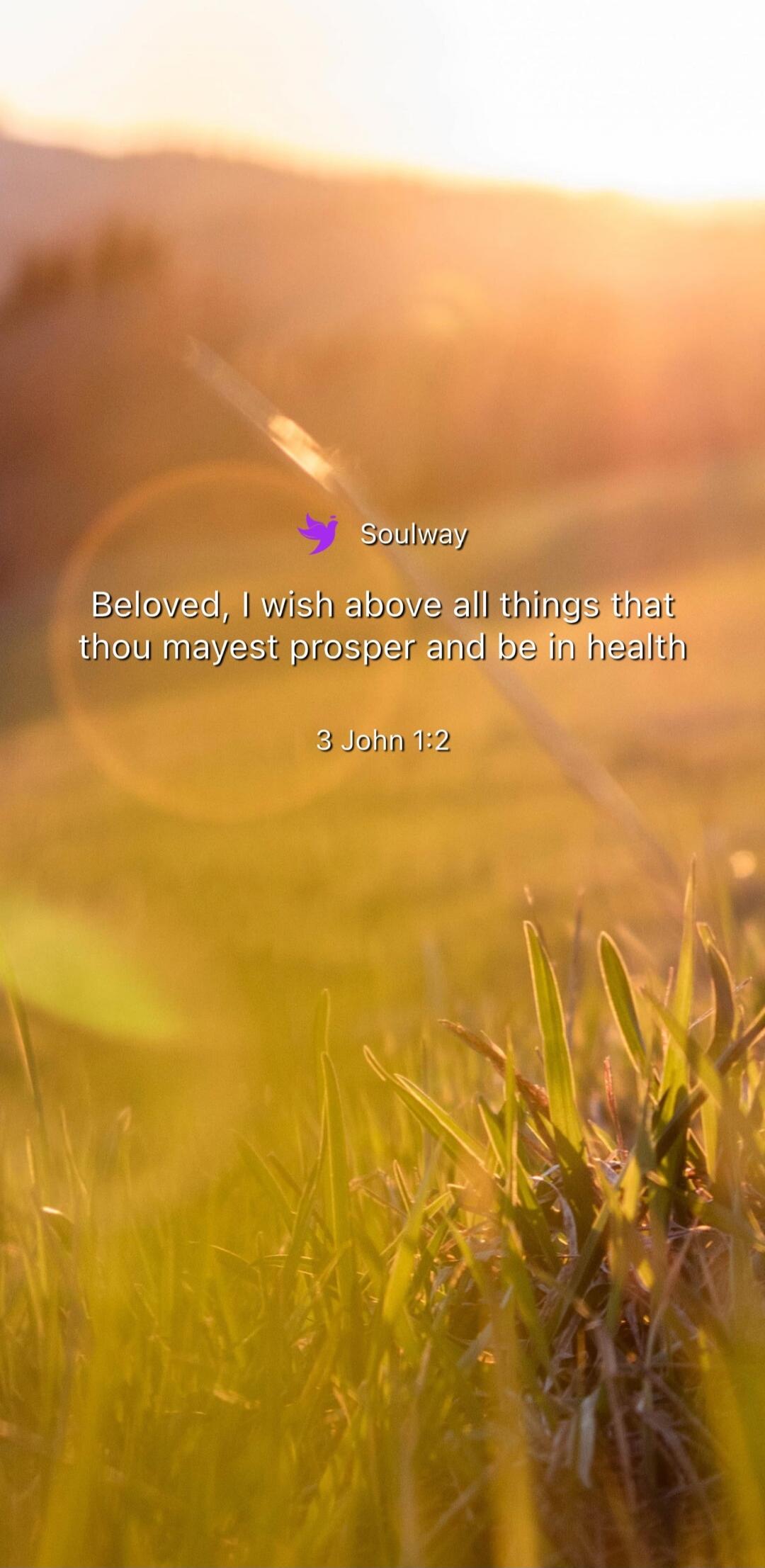 Soulway Beloved, I wish above all things that thou mayest prosper and be in health 3 John 1:2