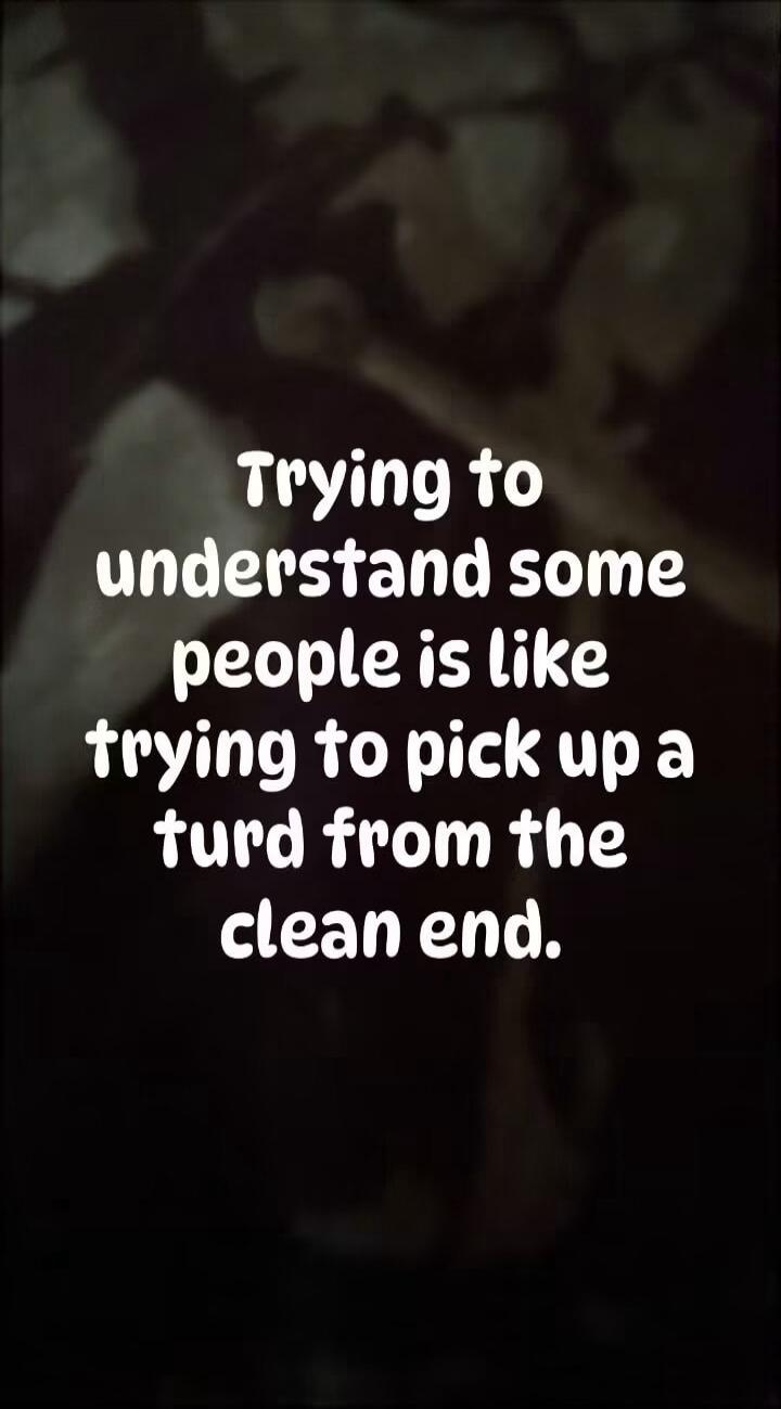 Trying to understand some people is like trying to pick up a turd from the clean end.