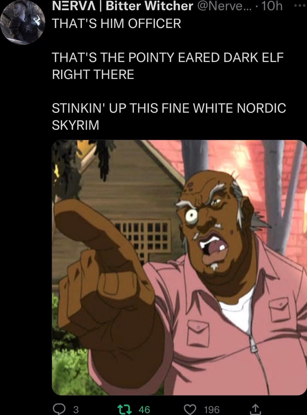 L y NZRVA Bitter Witcher Nerve 10h THATS HIM OFFICER THATS THE POINTY EARED DARK ELF RIGHT THERE STINKIN UP THIS FINE WHITE NORDIC SKYRIM X BN i v 1