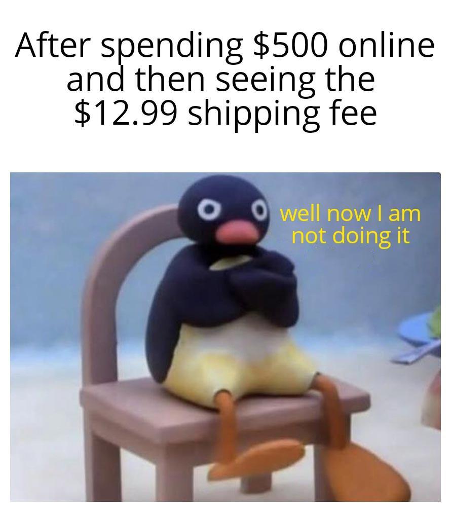 After spending 500 online and then seeing the 1299 shipping fee